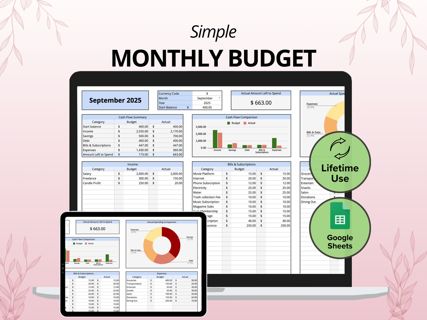 Simple Monthly Budget Planner