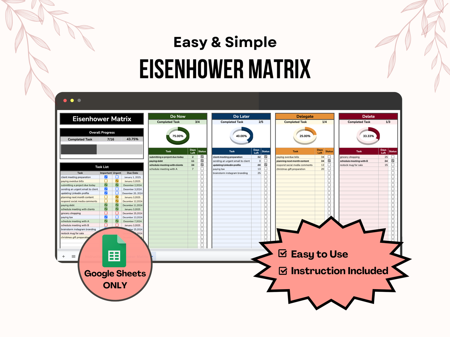 Eisenhower Matrix - Dark