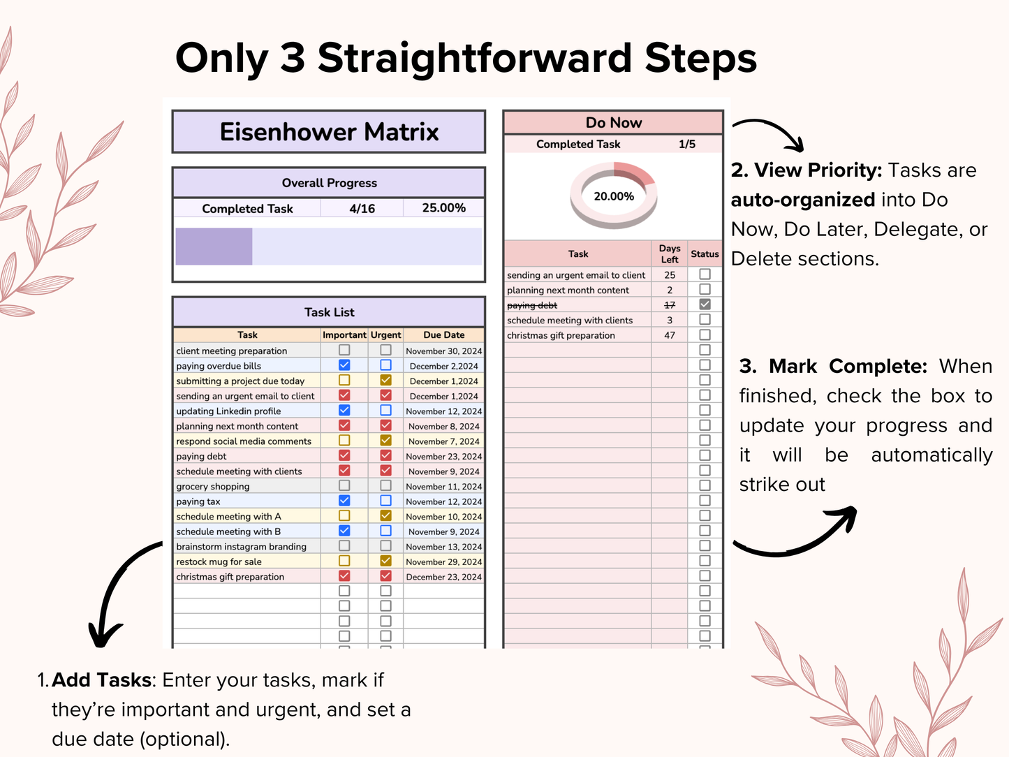 Eisenhower Matrix - Pastel