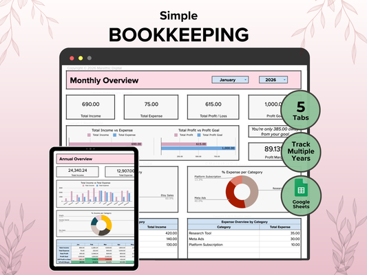 Small Business Bookkeeping - Pink
